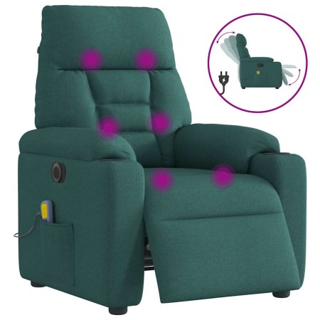 Sillón reclinable de masaje eléctrico tela verde oscuro de , Sillones - Ref: Foro24-3303028, Precio: 249,19 €, Descuento: %