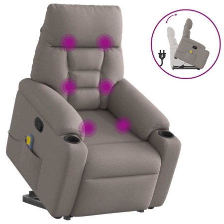 Sillón reclinable de masaje elevable tela gris taupé de , Sillones - Ref: Foro24-3303049, Precio: 275,78 €, Descuento: %