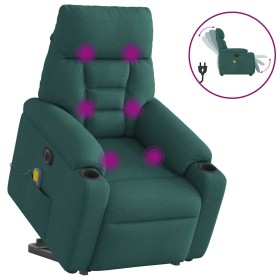 Sillón masaje eléctrico reclinable elevable tela verde oscuro
