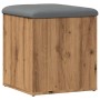 Banco almacenaje madera ingeniería roble artesanal 42x42x45 cm