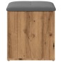 Banco almacenaje madera ingeniería roble artesanal 42x42x45 cm