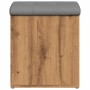 Banco almacenaje madera ingeniería roble artesanal 42x42x45 cm