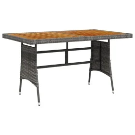 PE rattan and solid gray acacia garden table 130x70x72 cm by vidaXL, Garden tables - Ref: Foro24-318696, Price: 143,68 €, Dis...