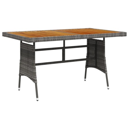 PE rattan and solid gray acacia garden table 130x70x72 cm by vidaXL, Garden tables - Ref: Foro24-318696, Price: 150,02 €, Dis...