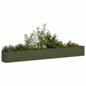 Jardinera de acero laminado en frío verde oliva 360x40x40 cm