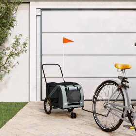 Remolque de bicicleta mascotas hierro tela Oxford gris negro