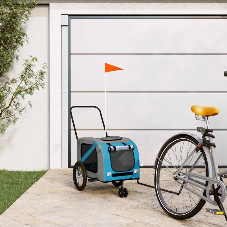 Remolque de bicicleta mascotas hierro tela Oxford azul gris | Foro24.es | Tu tienda online para hogar, jardín y más Foro24.es