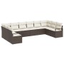 Conjunto de sofá de jardín 10 pcs Marrón Poliratán