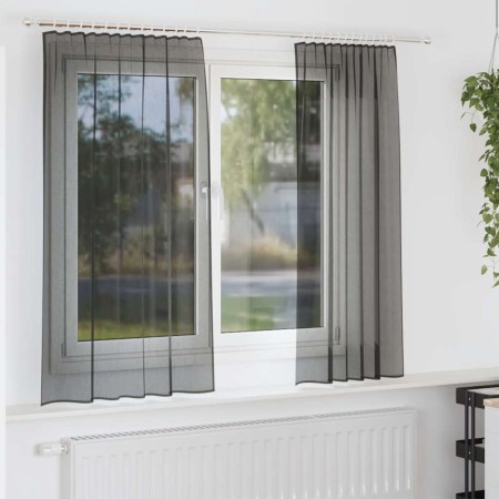 Cortinas de gasa con bolsillos para varillas 2 uds. negro de , Cortinas y visillos - Ref: Foro24-4102166, Precio: 12,72 €, De...
