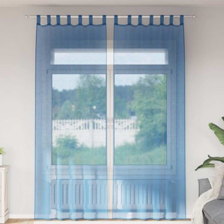 Cortinas de gasa con bolsillos para varillas 2 uds. azul real de , Cortinas y visillos - Ref: Foro24-4102215, Precio: 15,16 €...