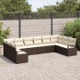 Conjunto de sofá de jardín 10 pcs Marrón Poliratán