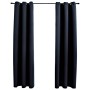 Cortinas opacas con anillas (2 unidades), color negro, 97 x 213