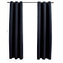 Cortinas opacas con anillas (2 unidades), color negro, 97 x 213