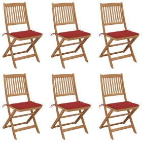 Sillas de jardín plegables 6 uds y cojines madera maciza acacia de , Sillas de jardín - Ref: Foro24-3065494, Precio: 332,25 €...