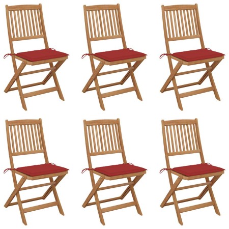 Sillas de jardín plegables 6 uds y cojines madera maciza acacia de , Sillas de jardín - Ref: Foro24-3065494, Precio: 332,25 €...