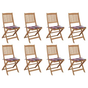 Sillas de jardín plegables 8 uds y cojines madera maciza acacia de , Sillas de jardín - Ref: Foro24-3075126, Precio: 386,29 €