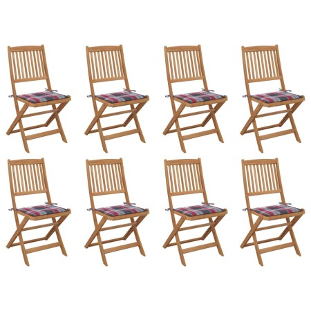 Sillas de jardín plegables 8 uds y cojines madera maciza acacia de , Sillas de jardín - Ref: Foro24-3075126, Precio: 386,29 €