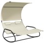 Tumbona mecedora doble con toldo color crema de , Tumbonas - Ref: Foro24-317589, Precio: 215,94 €, Descuento: %