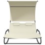 Tumbona mecedora doble con toldo color crema de , Tumbonas - Ref: Foro24-317589, Precio: 215,94 €, Descuento: %
