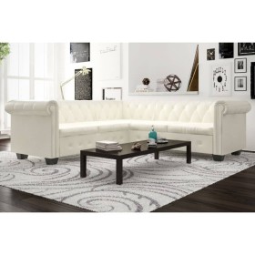 Sofá de esquina Chesterfield 5 plazas cuero artificial blanco de , Sofás - Ref: Foro24-243613, Precio: 752,21 €, Descuento: %