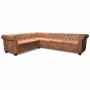 Sofá de esquina Chesterfield 6 plazas cuero artificial marrón | Foro24.es | Tu tienda online para hogar, jardín y más Foro24.es