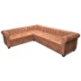 Sofá de esquina Chesterfield 6 plazas cuero artificial marrón | Foro24.es | Tu tienda online para hogar, jardín y más Foro24.es