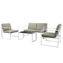 Set de muebles de jardín 4 piezas y cojines acero blanco de , Conjuntos de jardín - Ref: Foro24-42863, Precio: 283,95 €, Desc...