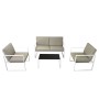 Set de muebles de jardín 4 piezas y cojines acero blanco de , Conjuntos de jardín - Ref: Foro24-42863, Precio: 283,95 €, Desc...