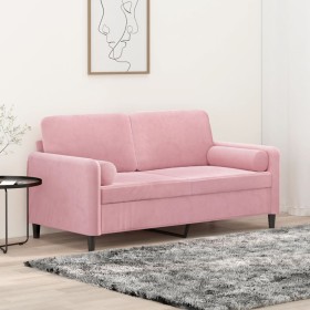 Sofá de 2 plazas con cojines terciopelo rosa 140 cm de , Sofás - Ref: Foro24-3200884, Precio: 269,98 €