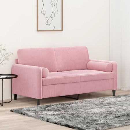 Sofá de 2 plazas con cojines terciopelo rosa 140 cm de , Sofás - Ref: Foro24-3200884, Precio: 269,98 €