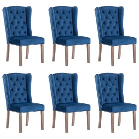 Sillas de comedor 6 unidades terciopelo azul
