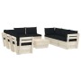 Muebles de jardín de palets 9 piezas y cojines madera de abeto de , Conjuntos de jardín - Ref: Foro24-3063655, Precio: 792,70...