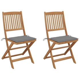 Sillas de jardín plegables 2 uds y cojines madera maciza acacia de , Sillas de jardín - Ref: Foro24-3064645, Precio: 132,88 €