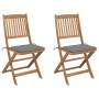 Sillas de jardín plegables 2 uds y cojines madera maciza acacia de , Sillas de jardín - Ref: Foro24-3064645, Precio: 132,88 €
