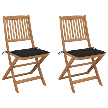 Sillas de jardín plegables 2 uds y cojines madera maciza acacia de , Sillas de jardín - Ref: Foro24-3064651, Precio: 132,53 €...