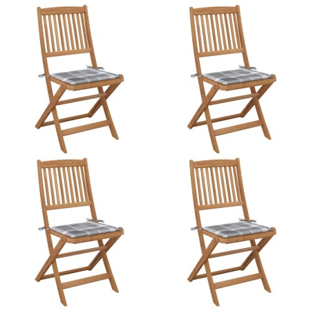 Sillas de jardín plegables 4 uds y cojines madera maciza acacia de , Sillas de jardín - Ref: Foro24-3064685, Precio: 196,32 €