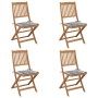 Sillas de jardín plegables 4 uds y cojines madera maciza acacia de , Sillas de jardín - Ref: Foro24-3064685, Precio: 196,32 €
