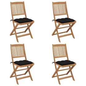 Sillas de jardín plegables 4 uds y cojines madera maciza acacia de , Sillas de jardín - Ref: Foro24-3064693, Precio: 204,50 €...