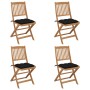 Sillas de jardín plegables 4 uds y cojines madera maciza acacia de , Sillas de jardín - Ref: Foro24-3064693, Precio: 204,50 €...