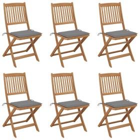 Sillas de jardín plegables 6 uds y cojines madera maciza acacia de , Sillas de jardín - Ref: Foro24-3065489, Precio: 325,97 €