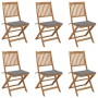 Sillas de jardín plegables 6 uds y cojines madera maciza acacia de , Sillas de jardín - Ref: Foro24-3065489, Precio: 325,97 €