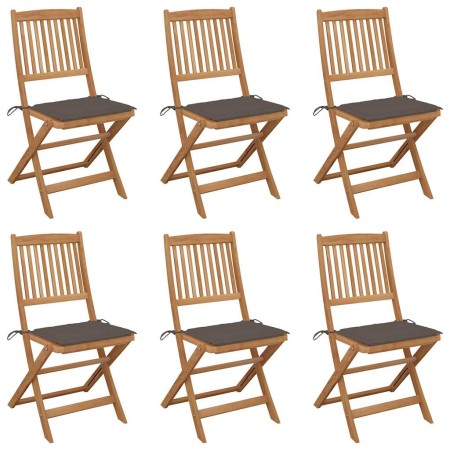 Sillas de jardín plegables 6 uds y cojines madera maciza acacia de , Sillas de jardín - Ref: Foro24-3065496, Precio: 332,64 €...
