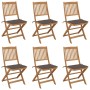 Sillas de jardín plegables 6 uds y cojines madera maciza acacia de , Sillas de jardín - Ref: Foro24-3065496, Precio: 332,64 €...