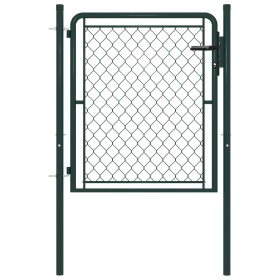 Puerta de jardín de acero verde 100x100 cm