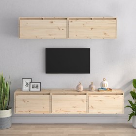 Conjunto de muebles de TV 5 piezas madera maciza de pino