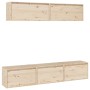 Conjunto de muebles de TV 5 piezas madera maciza de pino