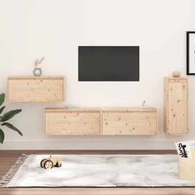Muebles para TV 2 piezas madera maciza de pino