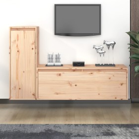 Muebles para TV 2 piezas madera maciza de pino