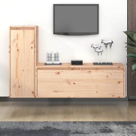 Muebles para TV 2 piezas madera maciza de pino