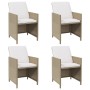 Garden chairs with cushions, 4 units, synthetic beige rattan by vidaXL, Garden chairs - Ref: Foro24-316777, Price: 226,52 €, ...